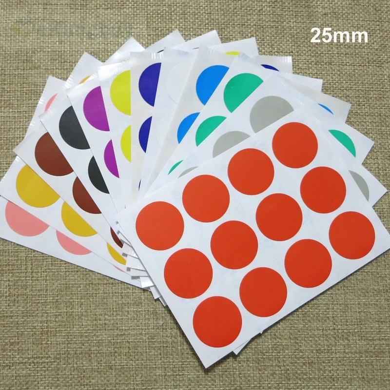 

720pcs/60sheets- Diameter 25mm Colorful Round Paper Label DIY Handwrite Tags Adhesive Stickers Party decoration