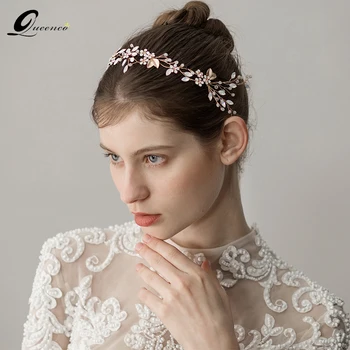 

Bride Leaf Tiara Opal Wedding Hair Accessories Jewelry For Women Bridal Hair Ornaments Tiaras Hair Vine Handmade Headbands