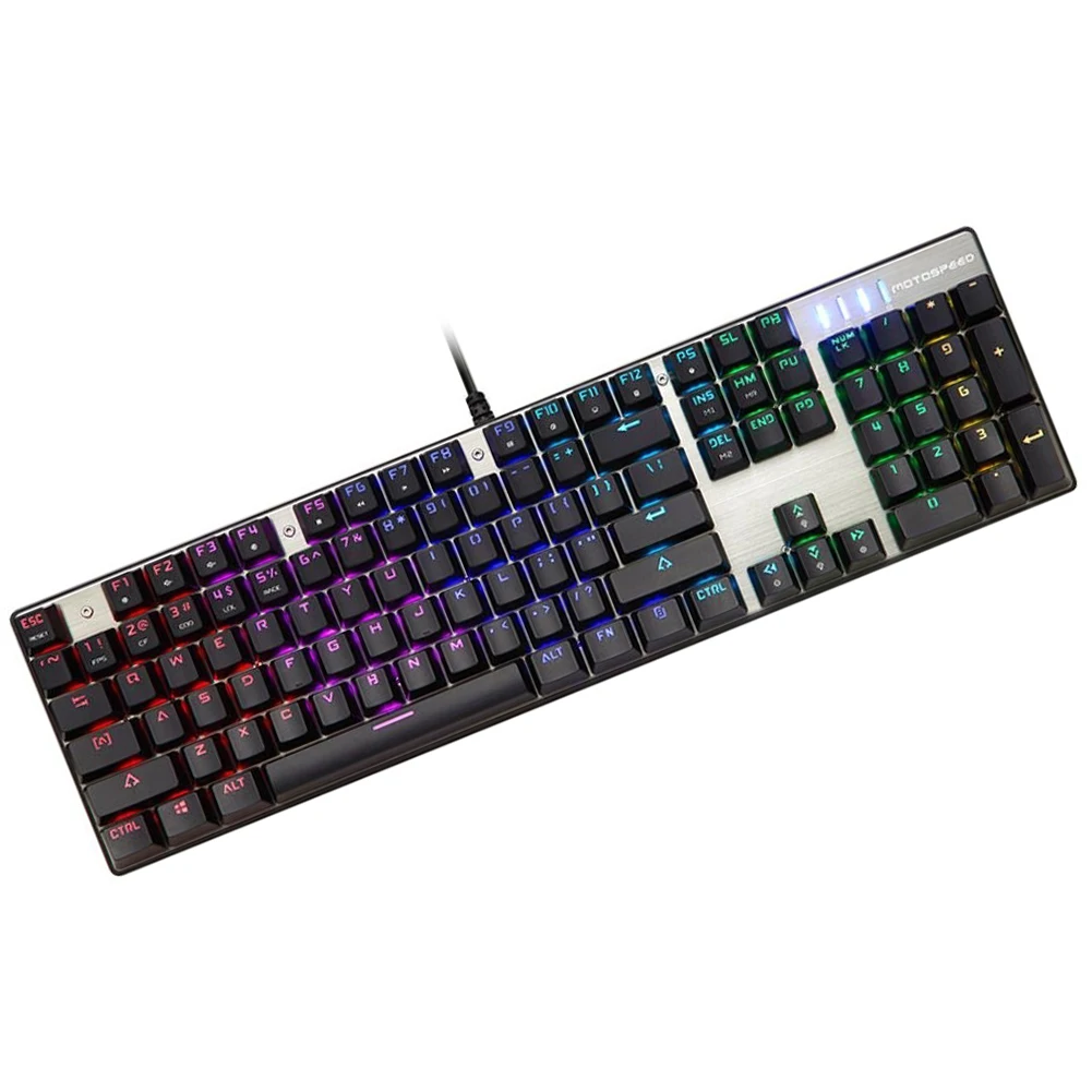 

Inflictor CK104 Mechanical USB Keyboard Switches LED Illuminated Backlit RGB SL,Water Resistant Gaming Keyboard with Blue Switch