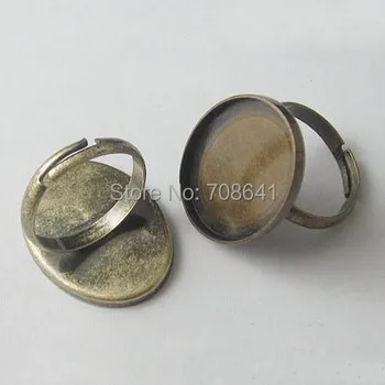 

Blank Ring Bases with 18x25mm Oval Bezel Tray Multi-color Plated Glass Cameo Cabochons Adjustable Ring Settings DIY Findings