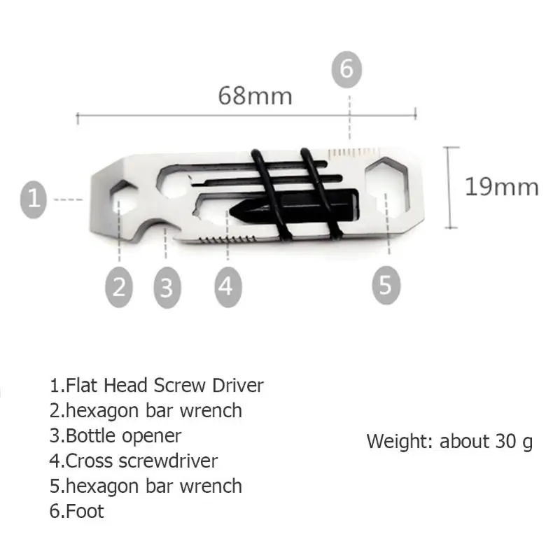 6 в 1 EDC гаджет наружное оборудование походный брелок поставки открывалка для бутылок многофункциональные инструменты гаечный ключ Мультитул Z70