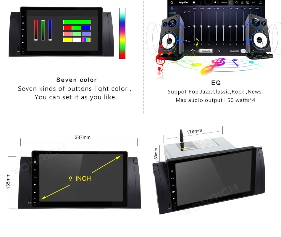 Sale Xonrich Car Multimedia Player 1 Din Android 8.1 GPS Radio For BMW E39 BMW X5 E53 M5 2002-2007Navigation Stereo Head Unit Wifi 4G 21