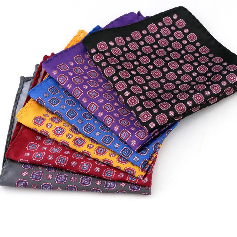

New Men's Handkerchief Vintage Floral & Polka Dot Soft Hankies Wedding Party Business Pocket Square Chest Towel Gift 24*24CM