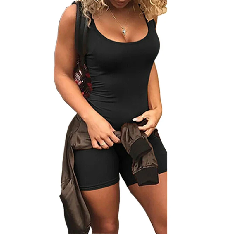 S-2XL Women's Playsuit 2019 New Fashion Sleeveless Summer Short Pants Romper One Piece Body Suits Ladies Sexy Playsuits Clubwear