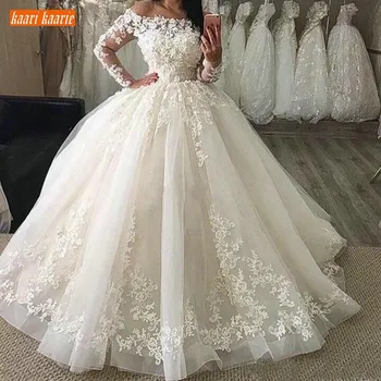 OFERTA ESPECIAL ❤️ Vestido de novia de manga larga sin hombros, ilusión de encaje, apliques largo hasta el suelo de talla grande, novedad - discount item 32% OFF Bodas y eventos