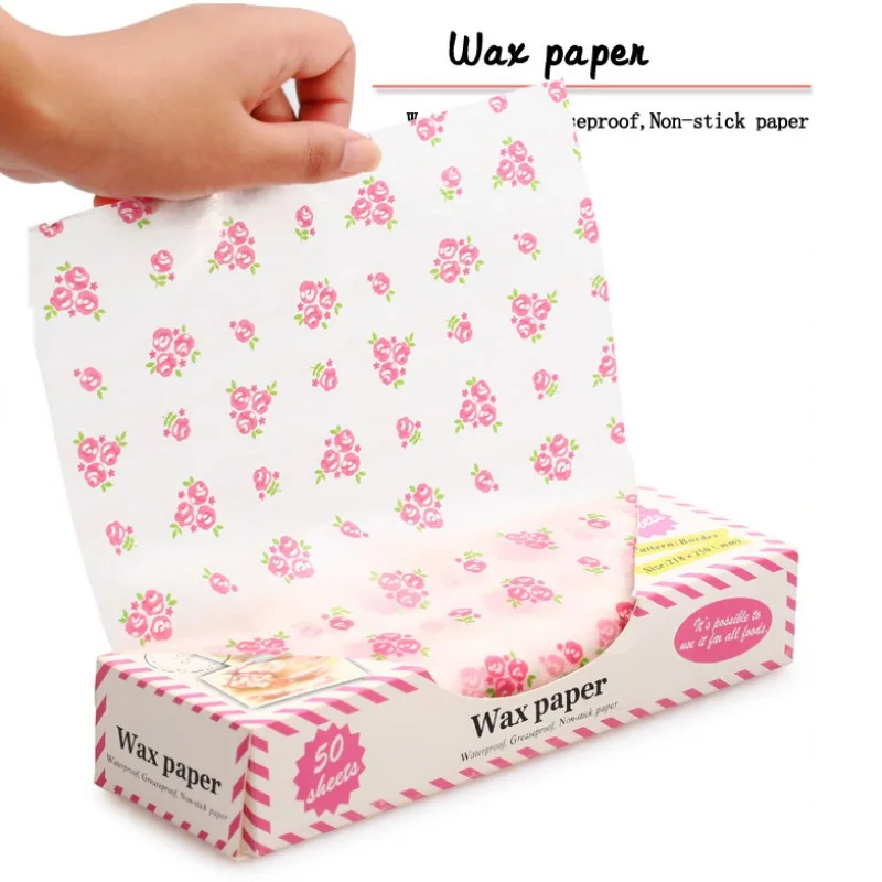 

50Pcs Food Wrappers Wax Paper Food Grade Grease Paper Wrapping Paper For Bread Baking Tool