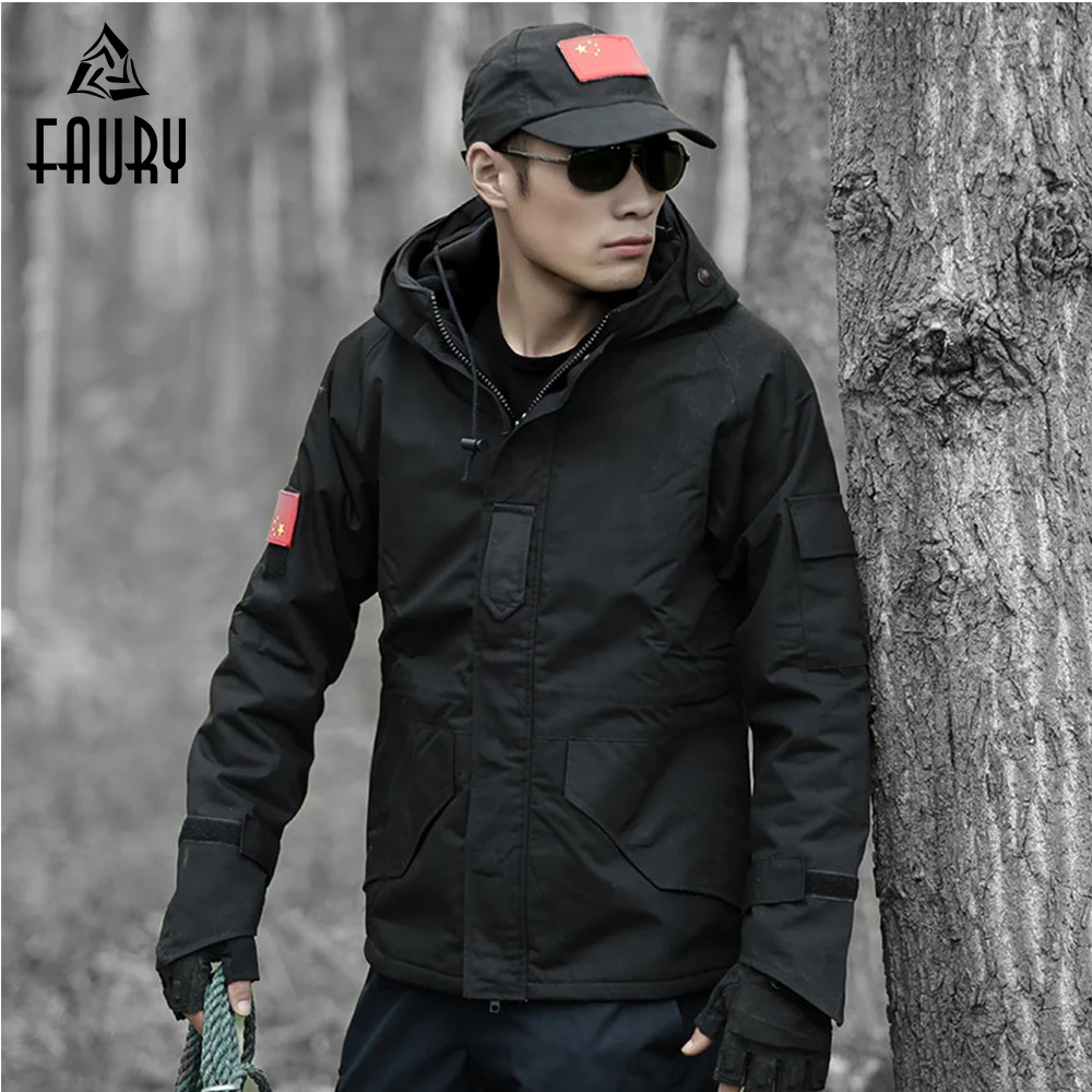 

Military Tactical Uniform Black Combat Jacket Outdoor Windbreaker Hunting Clothes Army Warm Tatico Coat Male Working Clothes