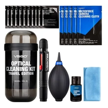 New VSGO 6 In 1 Optical Cleaning Kit Travel Edition With Camera Lens Pen Air Blower Cleaning Cloth Waterproof Bottle Gray.