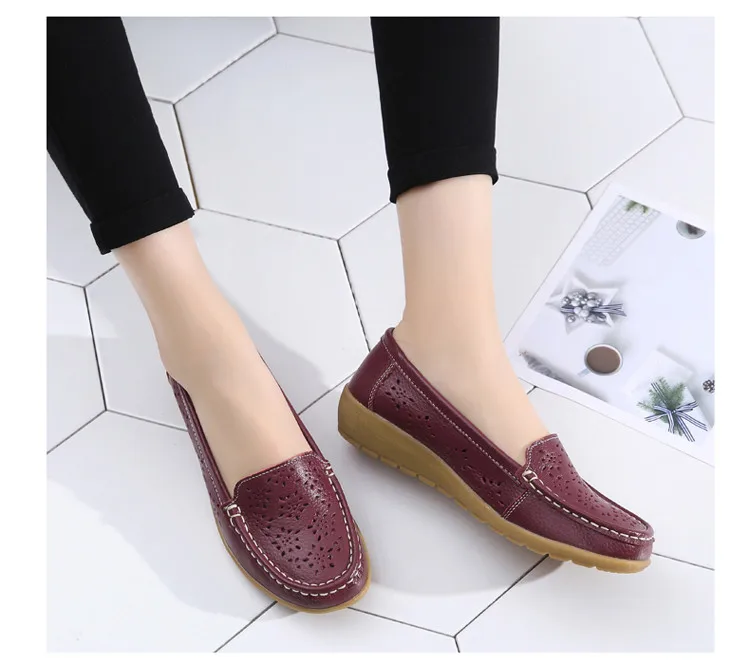  AH 5888-Fashion Fretwork Women Flats Cut Outs Genuine Leather Woman Lafers Summer17