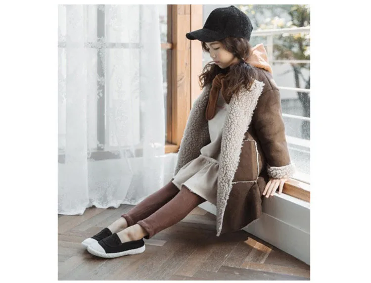2018 casual woolen tops kids solid fleece jackets girls long winter coats clothes children o-neck long sleeve thick trench coats (11)