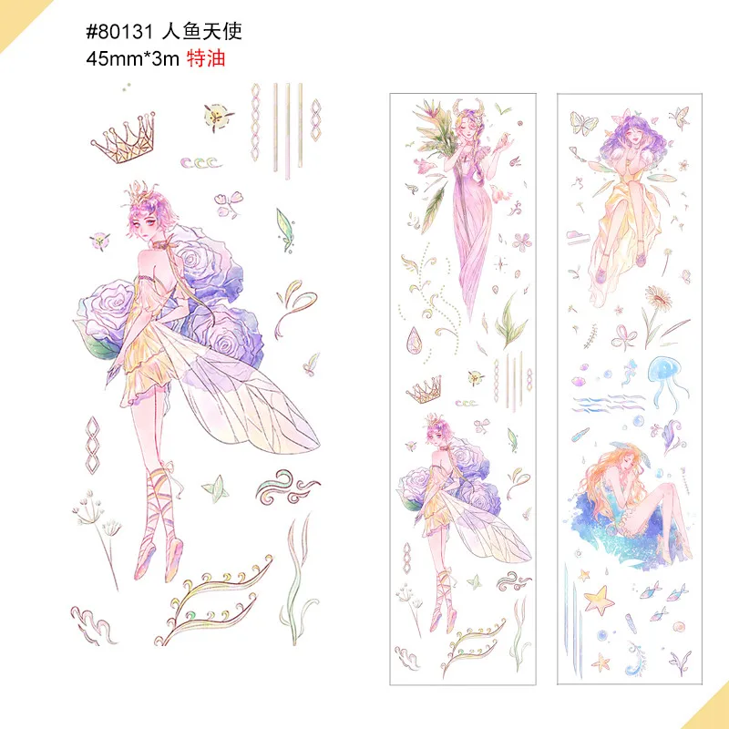 

Special Ink No round mark 3m Lovely Mermaid Angel decoration washi Tape DIY Diary scrapbooking masking tape With release paper