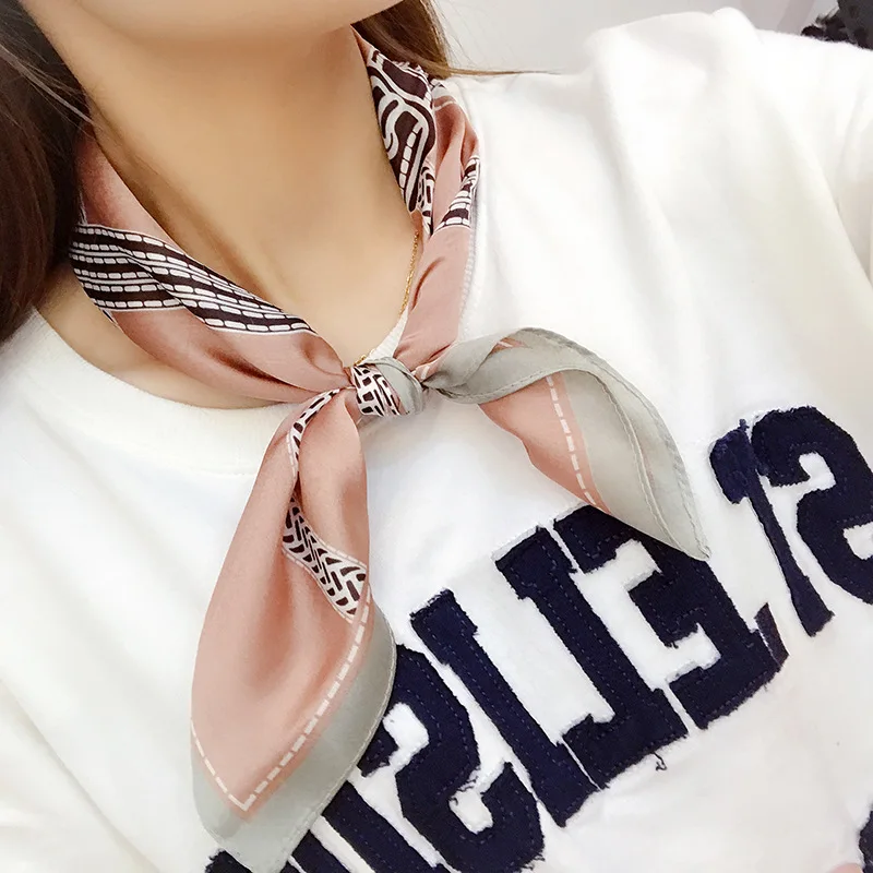 53*53cm Fashion Dot Striped Women Scarf Cashew Print Small Square Scarf Spring Summer Lady Scraf Head Scarf Headbands