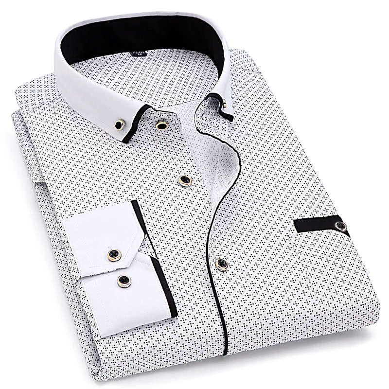 Модная повседневная мужская рубашка с длинным рукавом, сшитая модным карманом, мягкая удобная мужская одежда, приталенный стиль 8XL