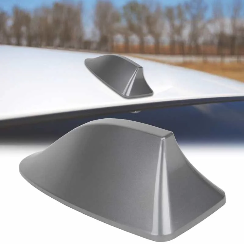 Universal Car Shark Fin Roof Antenna Aerial FM//AM with Radio Signal Decor Gray