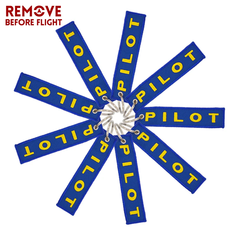 Remove Before Flight Pilot Key Chain OEM Key Chains Jewelry Embroidery Safety Tag Aviation Gifts Special Blue Pilot Luggage Tags