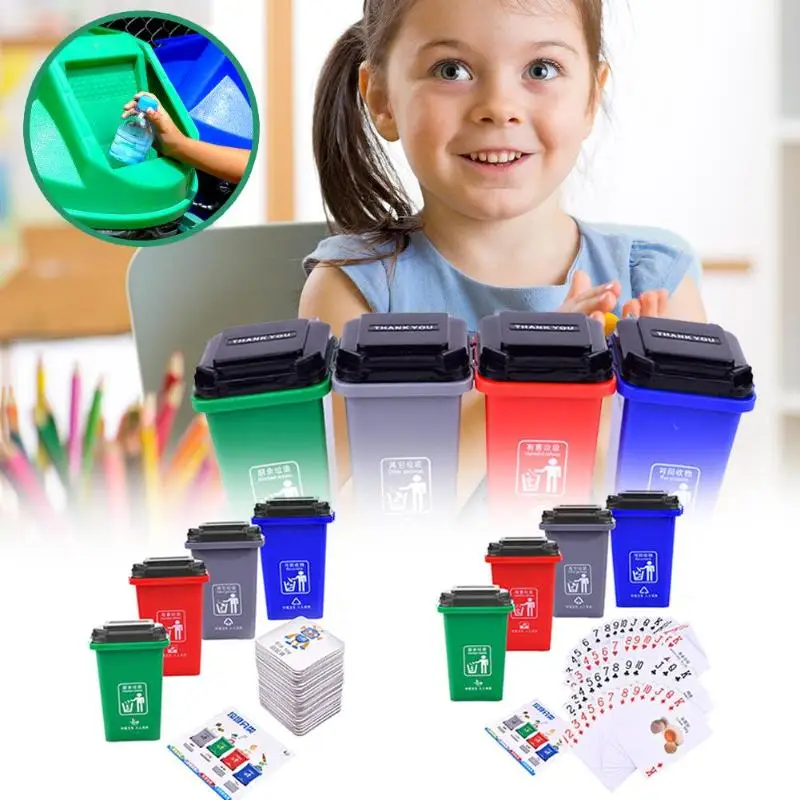  1 Set Garbage Sort Toy Classified Trash Can Montessori Practice Teaching Kids Children Basic Life S - 4000010201328