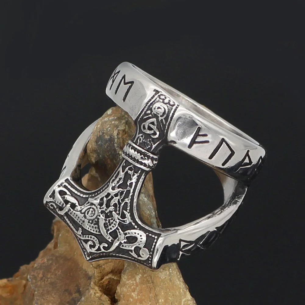 Скандинавский Викинг 316L нержавеющая сталь thor hammer Mjolnir Скандинавское кольцо