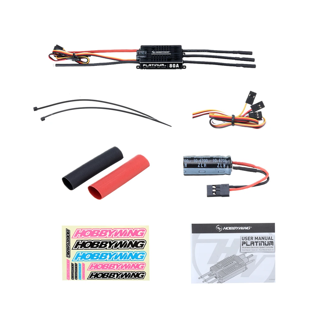 HobbyWing platino 80A V4 ESC 3 S-6 S BEC 5-8V 10A para 450L-500 clase Heli