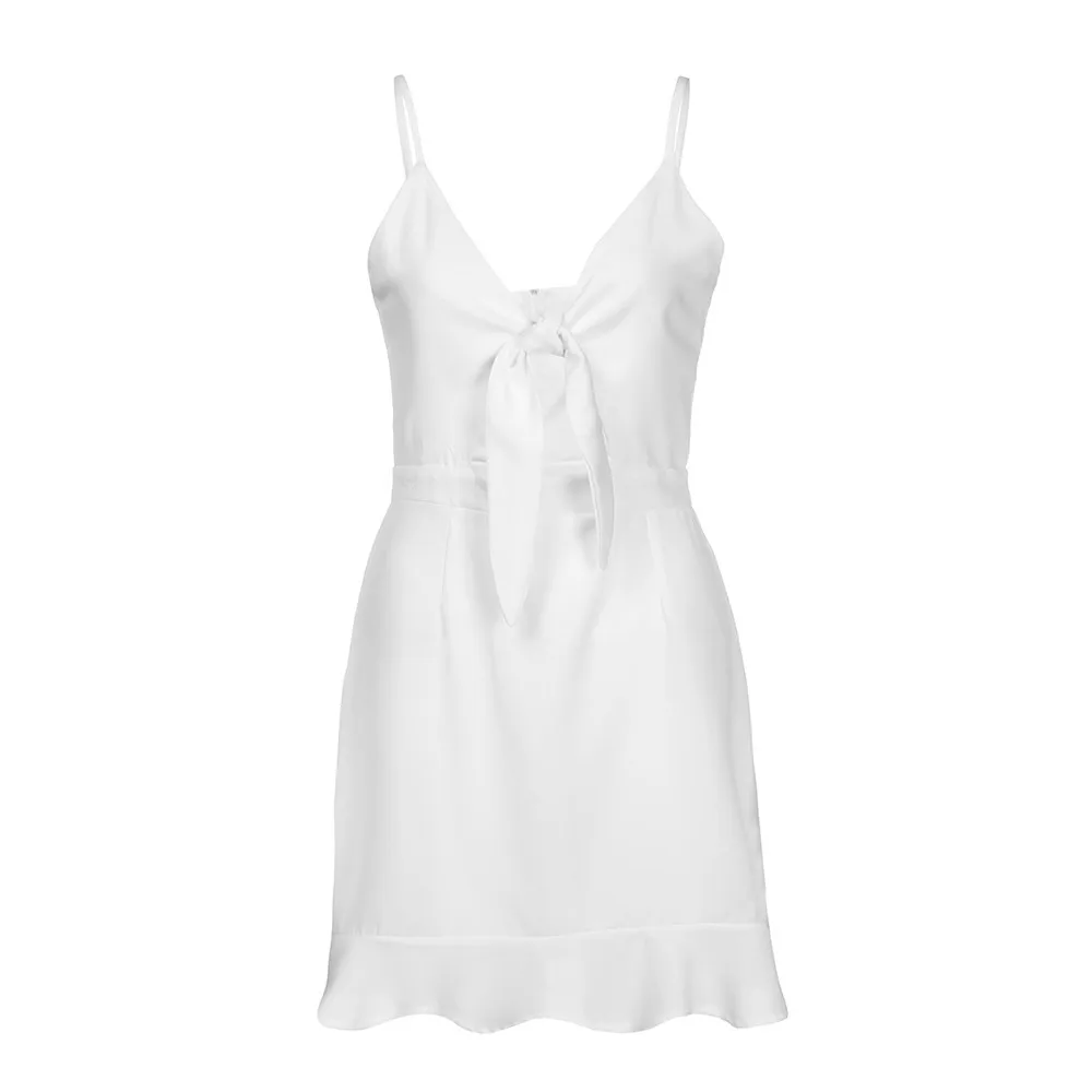 Fashion HOT summer dress 2018 beach dress Women Holiday Frill Hem elegant dress Ladies Bowknot Party Mini Dress vestido Y24#N (1)