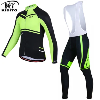 

KIDITOKT Winter Thermal Fleece Cycling Jersey Set Men MTB Bicycle Cycling Sportswear Keep Warm Bike Cycling Clothing Suit