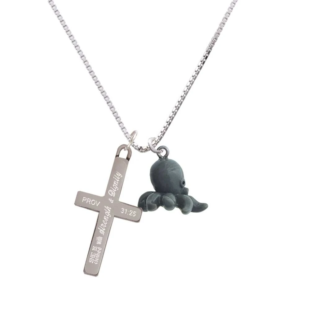 Resin Octopus - Strength and Dignity - Cross Necklace