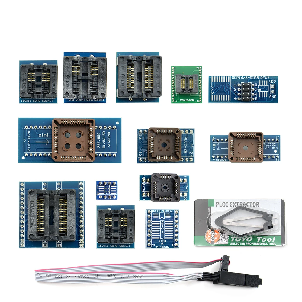 13 шт. универсальный программатор адаптеры Комплект гнезд для TL866CS TL866A TL866II плюс EZP2010 RT809H с IC экстрактор
