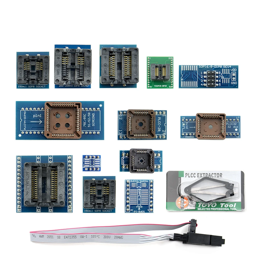 

13 PCS Universal Programmer Adapters Sockets Kit For TL866CS TL866A TL866II PLUS EZP2010 RT809H with IC Extractor
