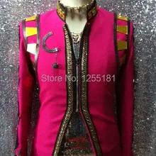 Новая мода мужской розовый красный бар dj signer синтетический первоклассный костюмы танцовщицы Мужская сценическая одежда с кисточками линзы блестки вышитые куртки комплект