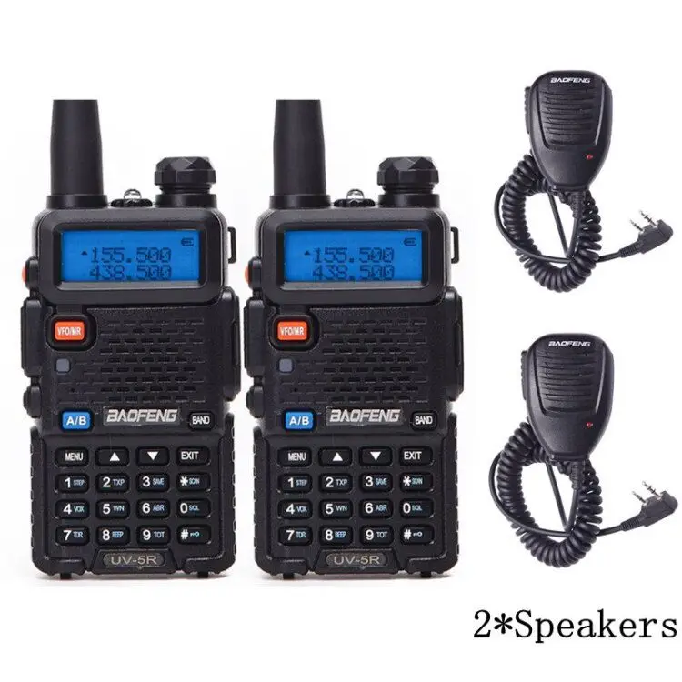 2 шт BaoFeng UV-5R портативная рация VHF/UHF136-174Mhz& 400-520Mhz Двухдиапазонная двухсторонняя радио Baofeng портативная UV5R радиоантенна - Цвет: black  2 speaker mic