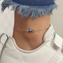 Tocona Bohemia Blue Eye Beads очаровательный ножной браслет для женщин мистический босиком золотая цепочка сплав ножные браслеты ювелирные изделия аксессуары 6729