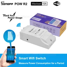 Sonoff Pow R2 15A 3500 Вт Wifi смарт-коммутатор Высокая точность энергопотребление измерительный монитор Потребление энергии тока работа с Alexa