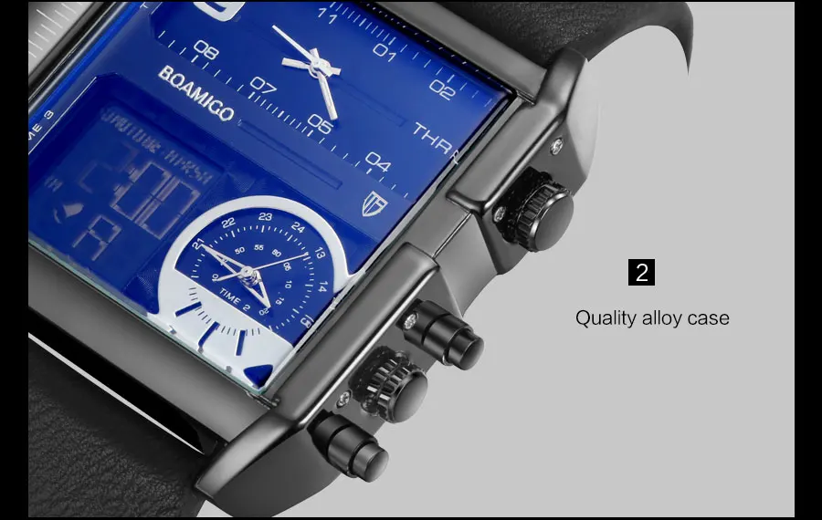 BOAMIGO спортивные модные мужские военные часы с двумя часовыми поясами, роскошные часы с хронографом, Кожаные квадратные кварцевые наручные часы