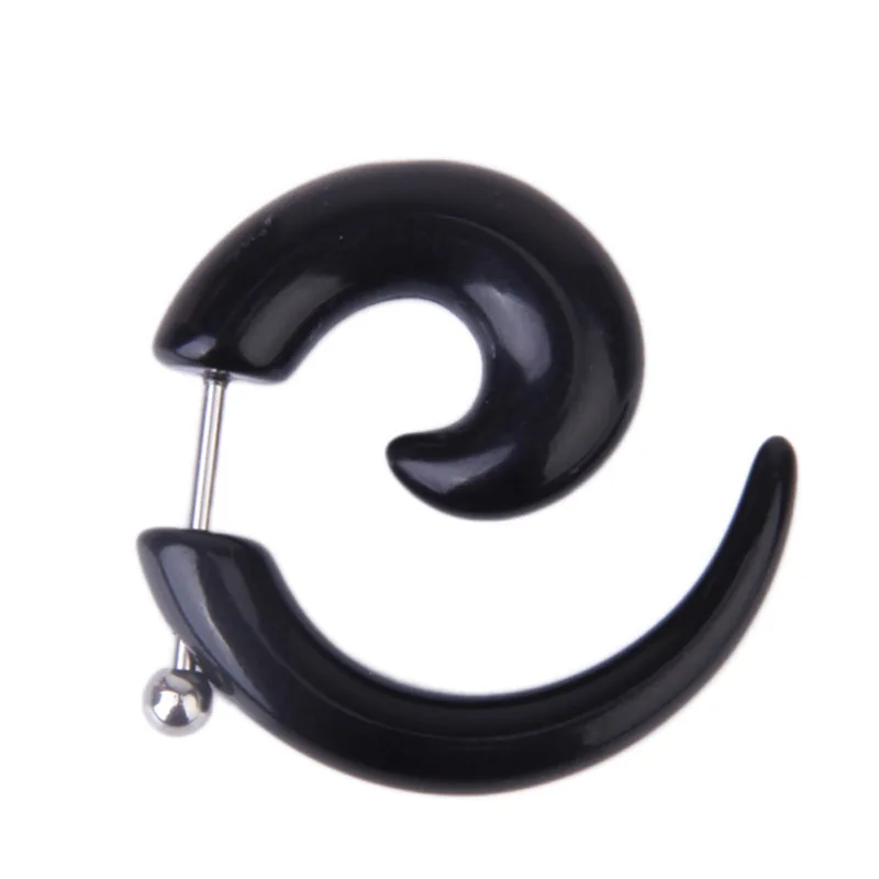 Expander Stud Earring with Black Acrylic 6mm Fake Spiral 2016 Newest