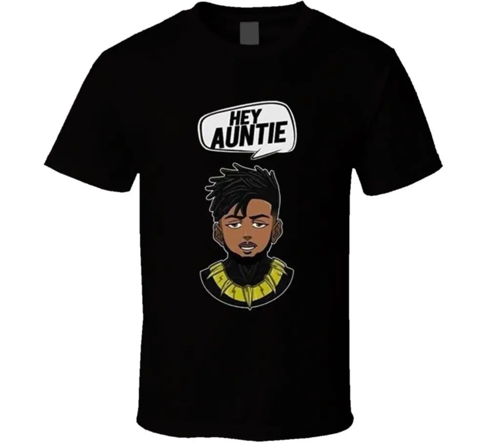 Эй Aunty Killmonger забавная линия Marvel Черная пантера фильм Прохладный мультфильм футболка 2019 Новый 100% хлопок футболки для мужчин
