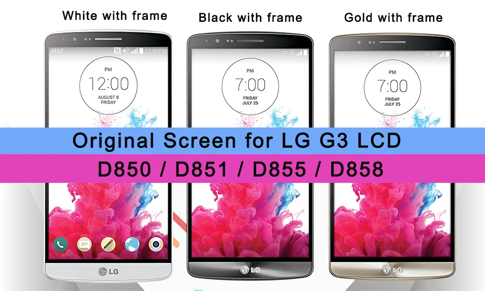 Дисплей для LG G3 ЖК сенсорный экран дигитайзер с рамкой Замена D850 D851 D855 черный белый золотой