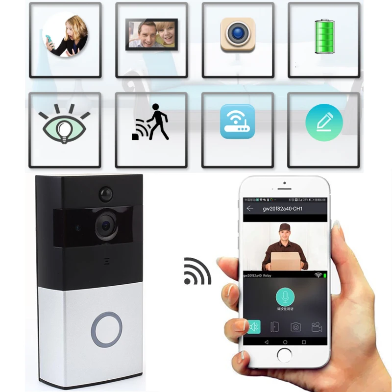

giantree 720P Wireless IP Doorbell Phone ring Doorbell Camera IR Night Vision WIFI Phone Voice intercom Motion Detection