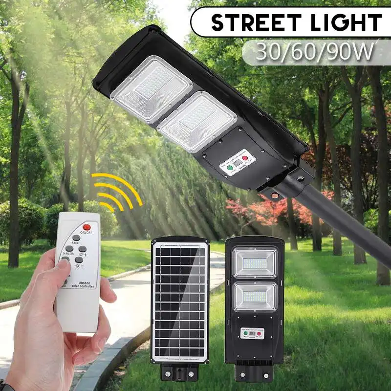 

60W LED Solar Street Light Radar PIR Motion Sensor +Timing +Remote Solar Lamp Waterproof for Plaza Garden Yard Street Lights