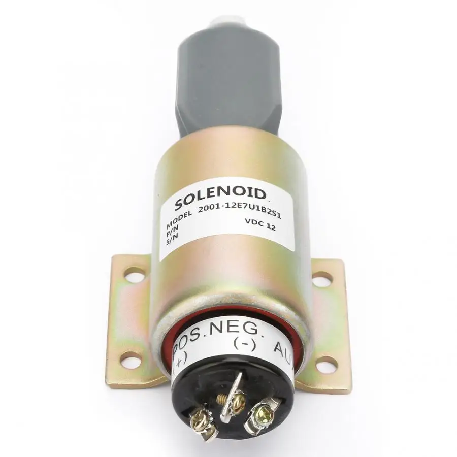 12V Solenoid Valve Steel Housing Diesel Engine Shut Off Stop Solenoid Valve Shutdown Flameout Replacement Kit AM124379 for Diesel Engines