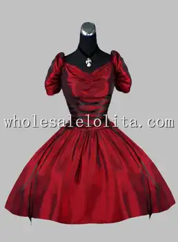 

Gothic Wine Red Short Victorian Dress