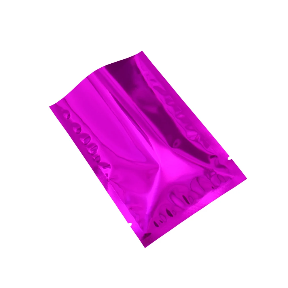 

7*10cm Purple Open Top Aluminum Foil Packing Bag 200pcs/lot Bulk Food Vacuum Storage Foil Pouch Powder Tea Heat Sealable Package