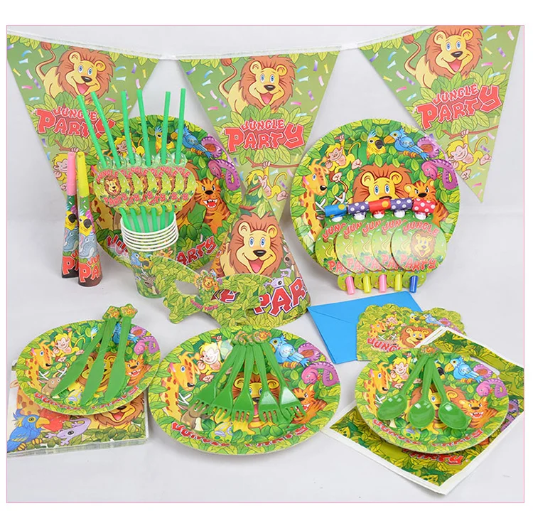 72pcs Kids Birthday Party Decoration Set JUNGLE PARTY Theme Paper Cups