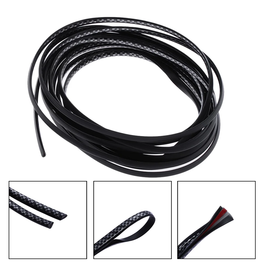 5M Black Carbon Fiber Car Door Edge Guards Strip U Shape Trim Molding Seal Protector Auto Care Tools Accessories