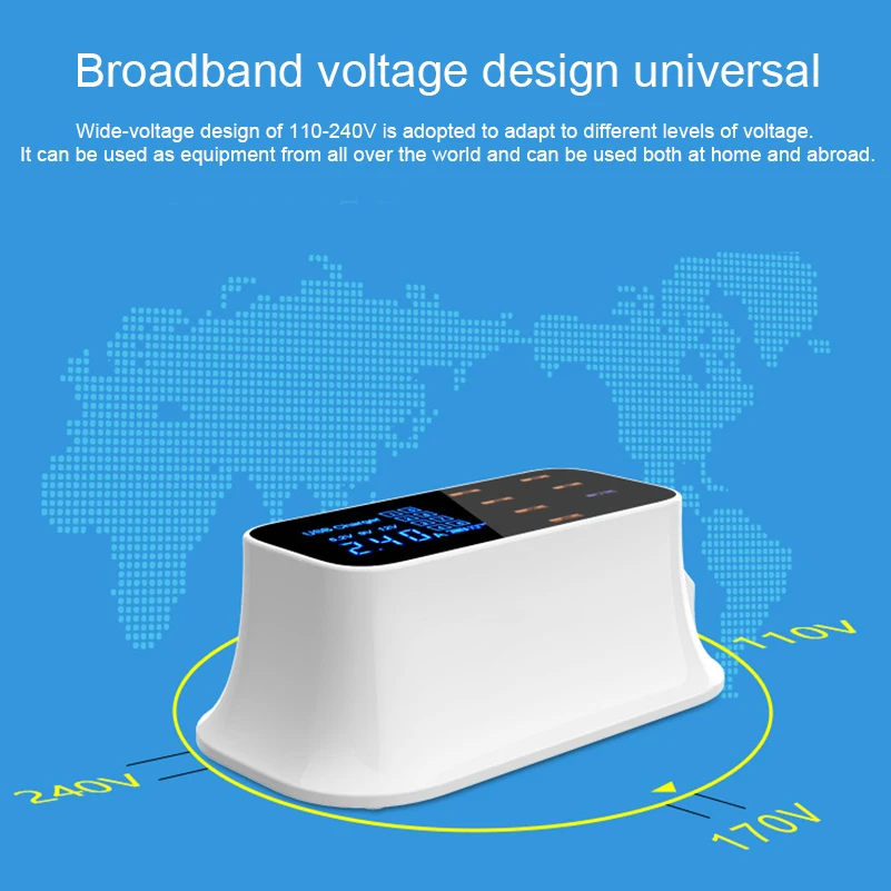 Быстрая зарядка QC3.0 usb type C умная зарядная станция светодиодный дисплей Быстрая зарядка 8 портов телефон планшет USB зарядное устройство адаптер с ЕС/США