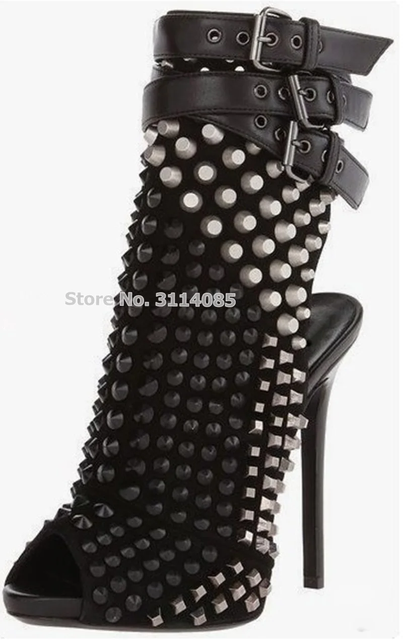 Chaussures Bout Stiletto Noir Clouté Punk Pompe Dropship À Femmes Celebrity As Picture Boucle as Ouvert Picture Blanc Scène Robe Rivets De Sangle Talon Cheville Bottes xdQCtrsh