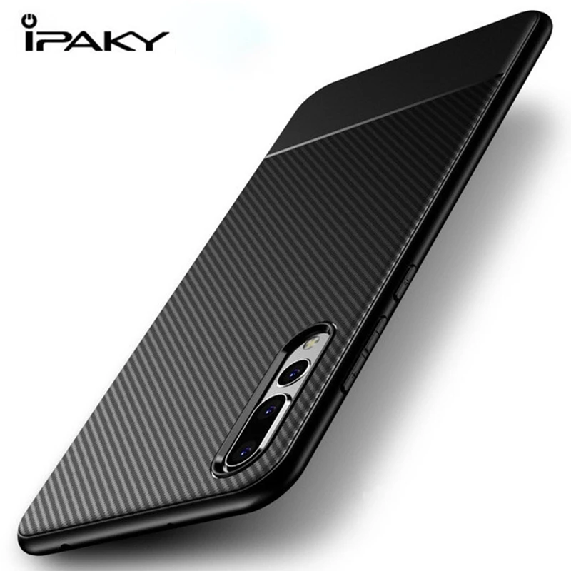 

2PCS Phone Case, IPAKY Carbon Fiber Back Cover For Huawei P20 Lite Luxury Shockproof P20 Pro NOVA 3E Silicone TPU Brushed Case