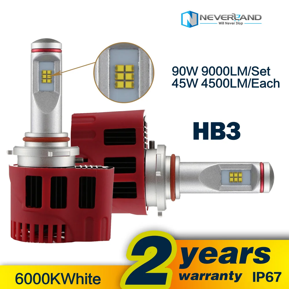 

2pcs HB3 9005 LED 9000Lm 90W Car Auto Headlight Fog Light Bulb Conversion Kit 6000K White Freeshipping D25