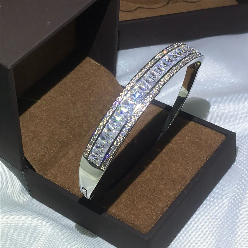 Модный браслет 5A кубический цирконий Т-образный камень багет браслет Белое Золото Заполненные Браслеты для женщин Свадебные аксессуары
