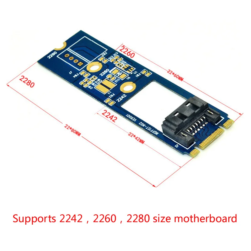 M2 SATA адаптер преобразования карты B-M ключ M.2 NGFF SATA SSD до 7Pin адаптер печатная плата Поддержка 2242 2260 2280 основная плата для компьютера