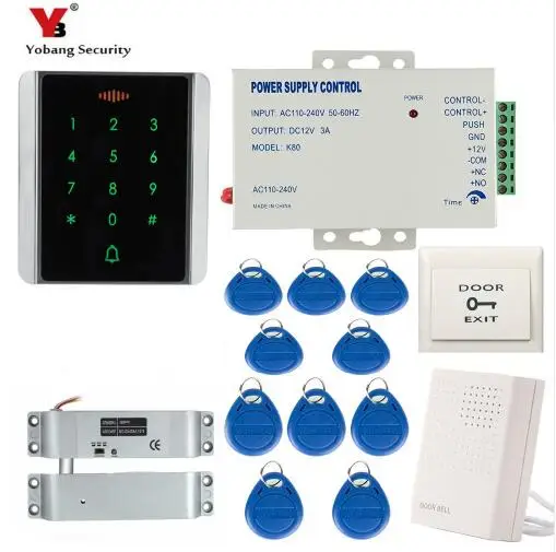 Yobang двери Система контроля доступа комплект RFID Card Reader водостойкий сенсорной клавиатурой Электрический магнитный дверной замок + кнопка