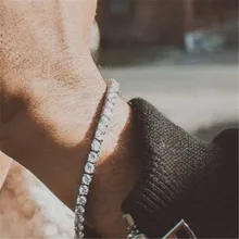 Хип-хоп Bling Iced Out мужской s циркон браслет теннисная цепь браслеты для женщин мужчин 1 ряд CZ звено цепи ювелирные изделия золото серебро черный цвет